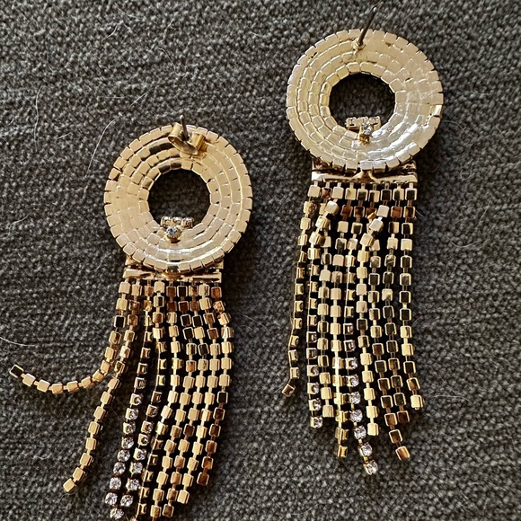 JCrew Glam Gold and Rhinestone Earrings - Picture 2 of 3